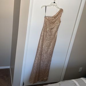 Gold Sequin, one shoulder dress